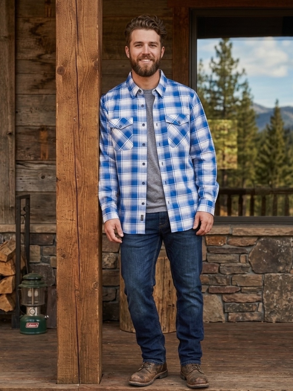 Dixxon Men's Plaid Flanned Shirt  Blue & White  Western Size 2XT MSRP $ 59.00